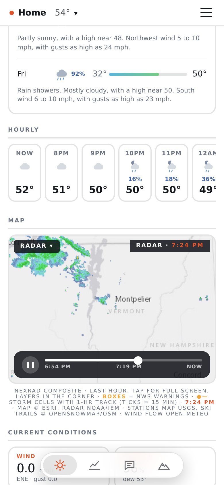 Current scrolled: slim header and icon-only tab bar