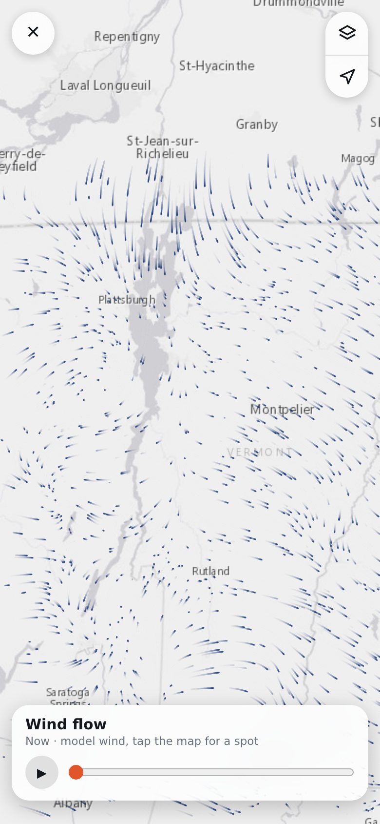 Animated wind flow layer